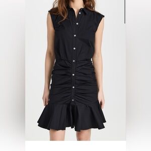 Veronica Beard ruched ruffle shirt dress